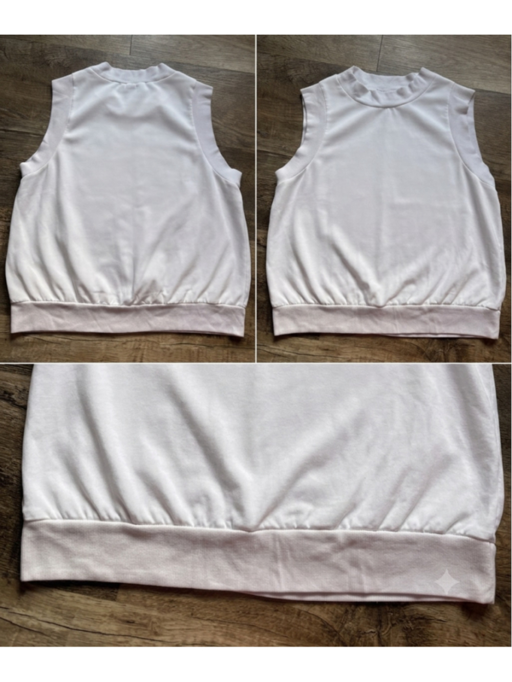 Stateside White Modal Cotton Tank Top Ribbed Trim Mock Neck Womens XL Made in US